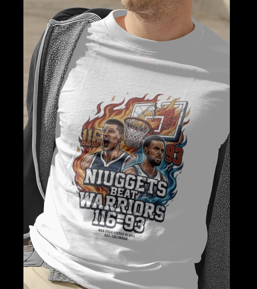 Nuggets Beat Warriors 116 93 NBA 2026 Basketball Matchup T-Shirt