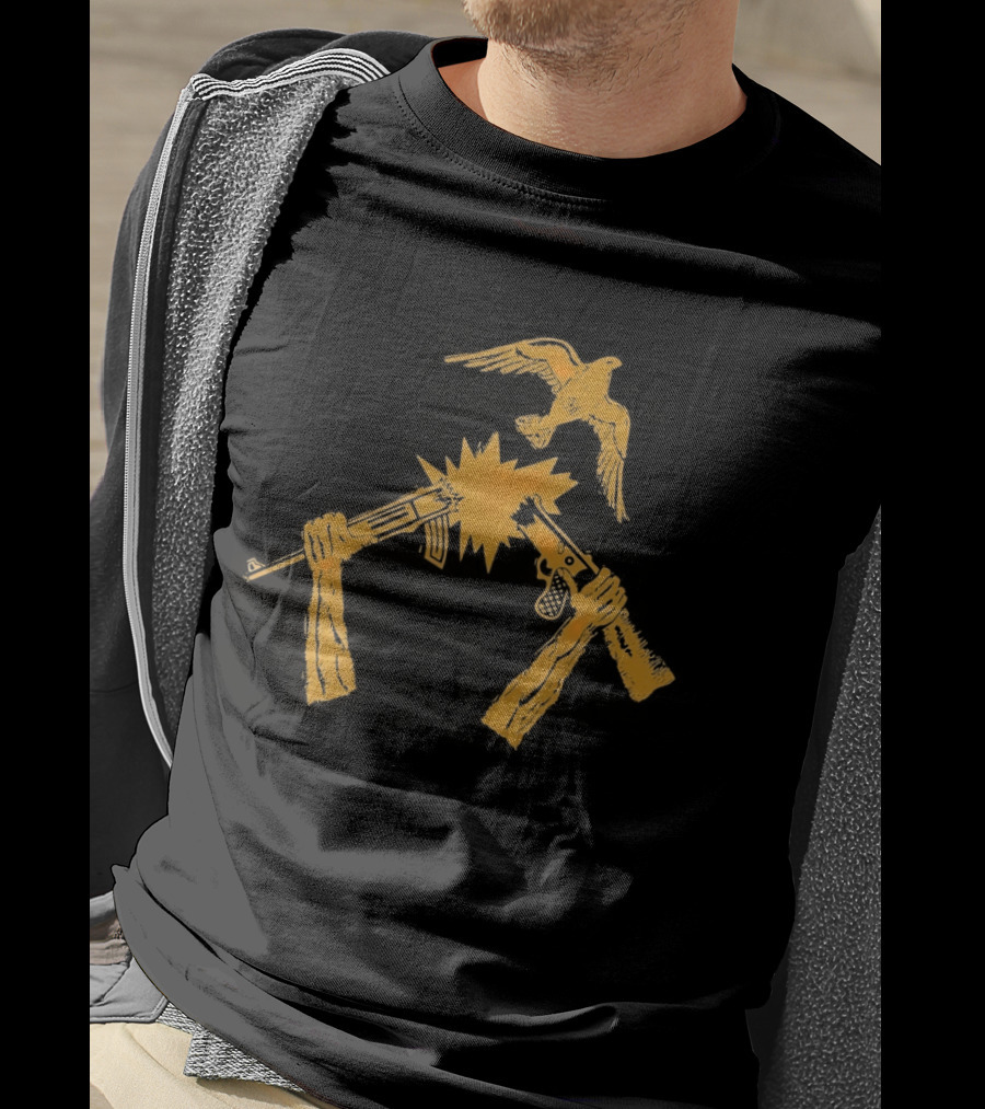 Anti War No Gun Peace Symbol Bird Explosion T-Shirt