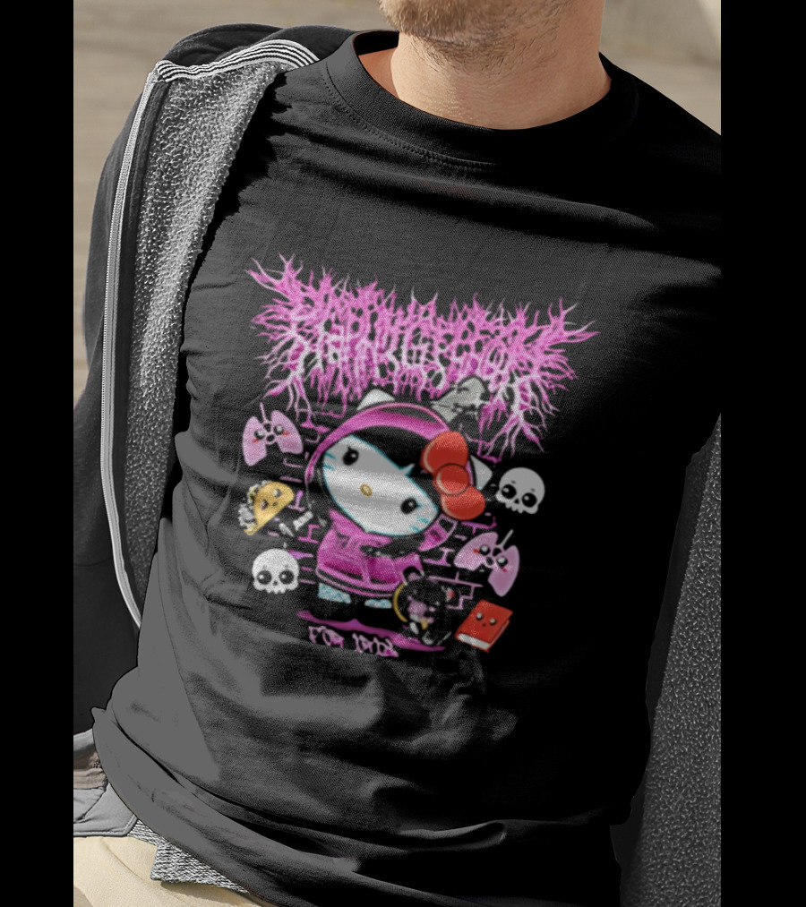 Hello Kitty Slamnasium Skull Lungs And Taco Recordings For Iris T-Shirt