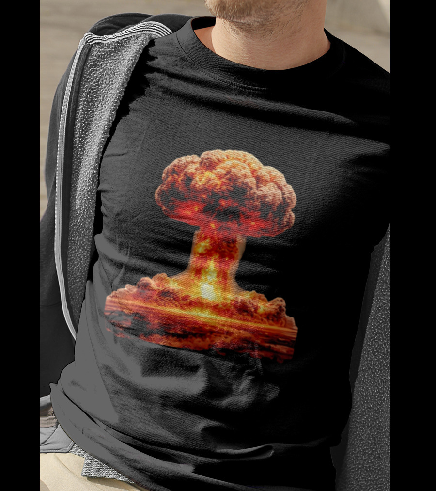 Fiery Destruction Mushroom Cloud Nuclear Bomb Explosion T-Shirt