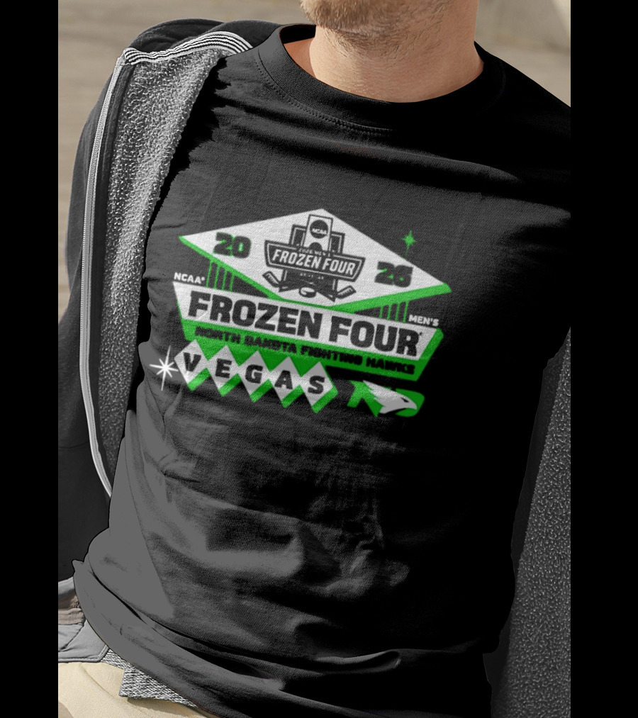 North Dakota Fighting Hawks Frozen Four 2026 Vegas NCAA Men's Hockey T-Shirt