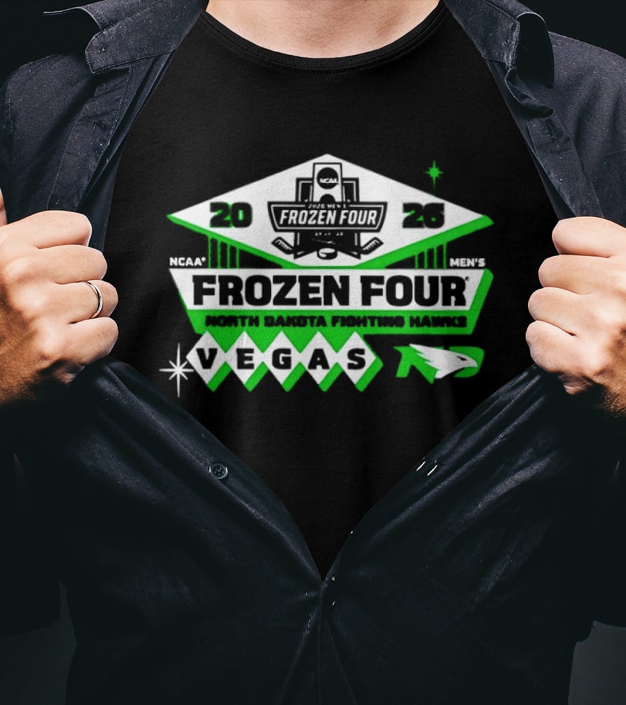 North Dakota Fighting Hawks Frozen Four 2026 Vegas NCAA Men's Hockey T-Shirt
