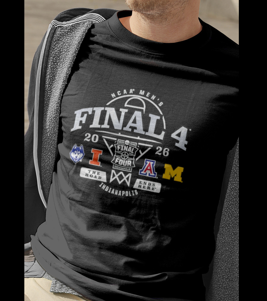 NCAA Men's Final 4 Indianapolis 2026 UConn Illinois Arizona Michigan T-Shirt