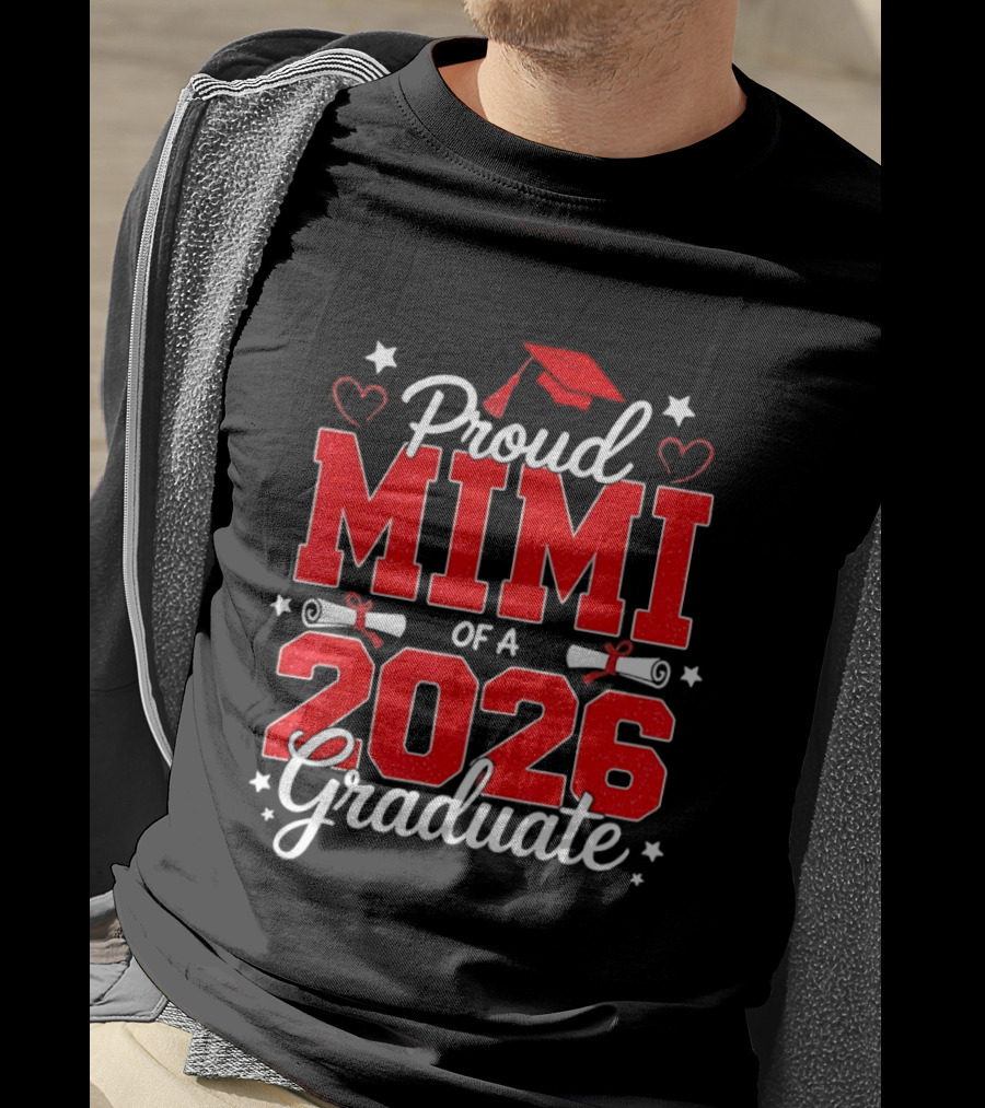 Proud Mimi Of A 2026 Graduate Senior Graduation Cap And Scrolls T-Shirt