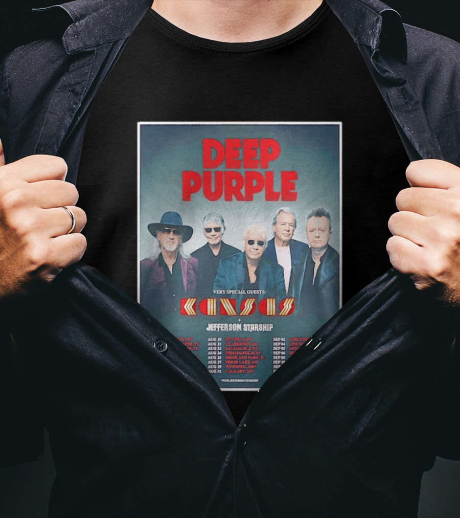 Deep Purple Tour 2026 Featuring Kansas Jefferson Starship North America Dates T-Shirt