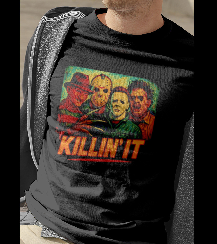 Killin' It Freddy Jason Michael Leatherface Horror Movie Characters T-Shirt