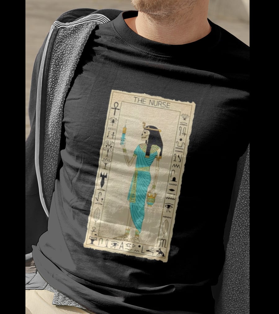 The Nurse Egyptian Skeleton Tarot Card Medical Goth T-Shirt