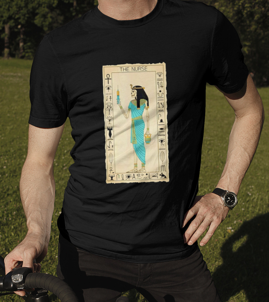 The Nurse Egyptian Skeleton Tarot Card Medical Goth T-Shirt