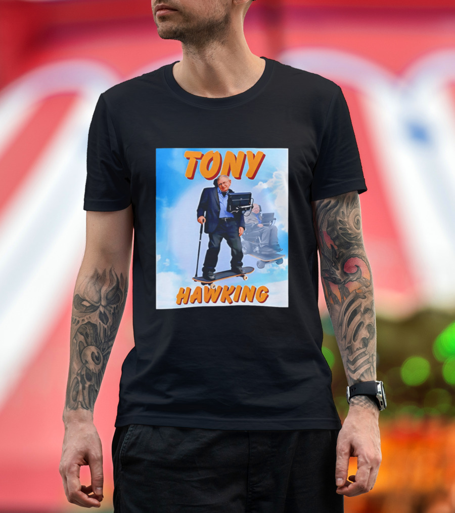 Tony Hawking Skateboard Fusion Surreal Humor T-Shirt