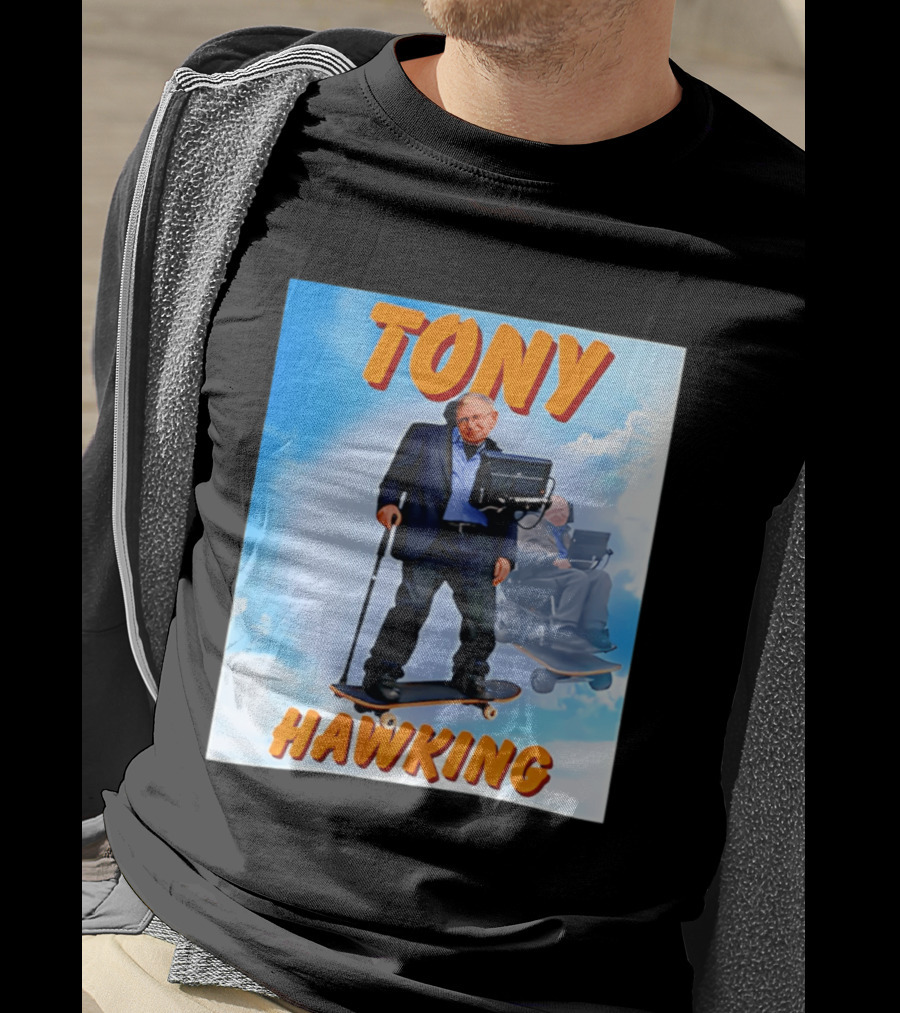 Tony Hawking Skateboard Fusion Surreal Humor T-Shirt
