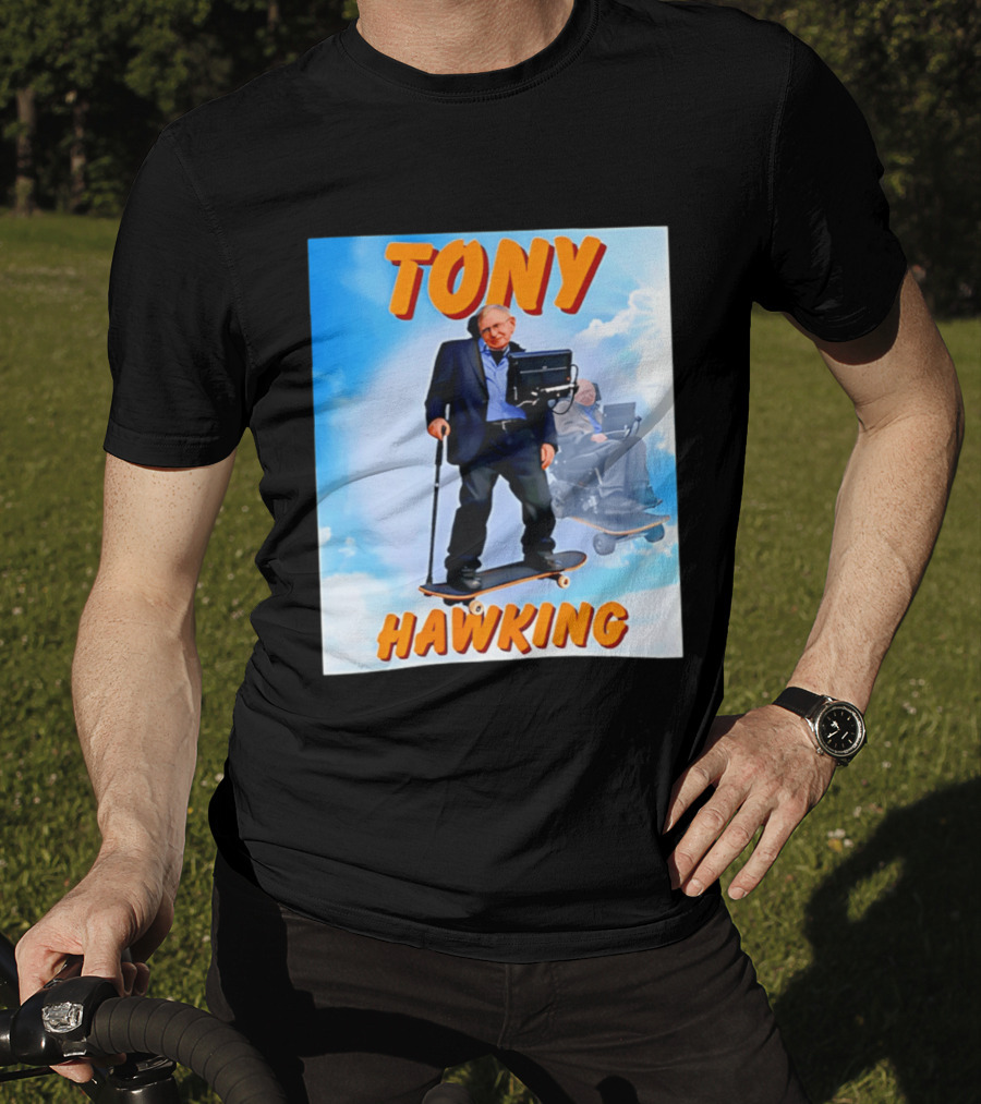 Tony Hawking Skateboard Fusion Surreal Humor T-Shirt