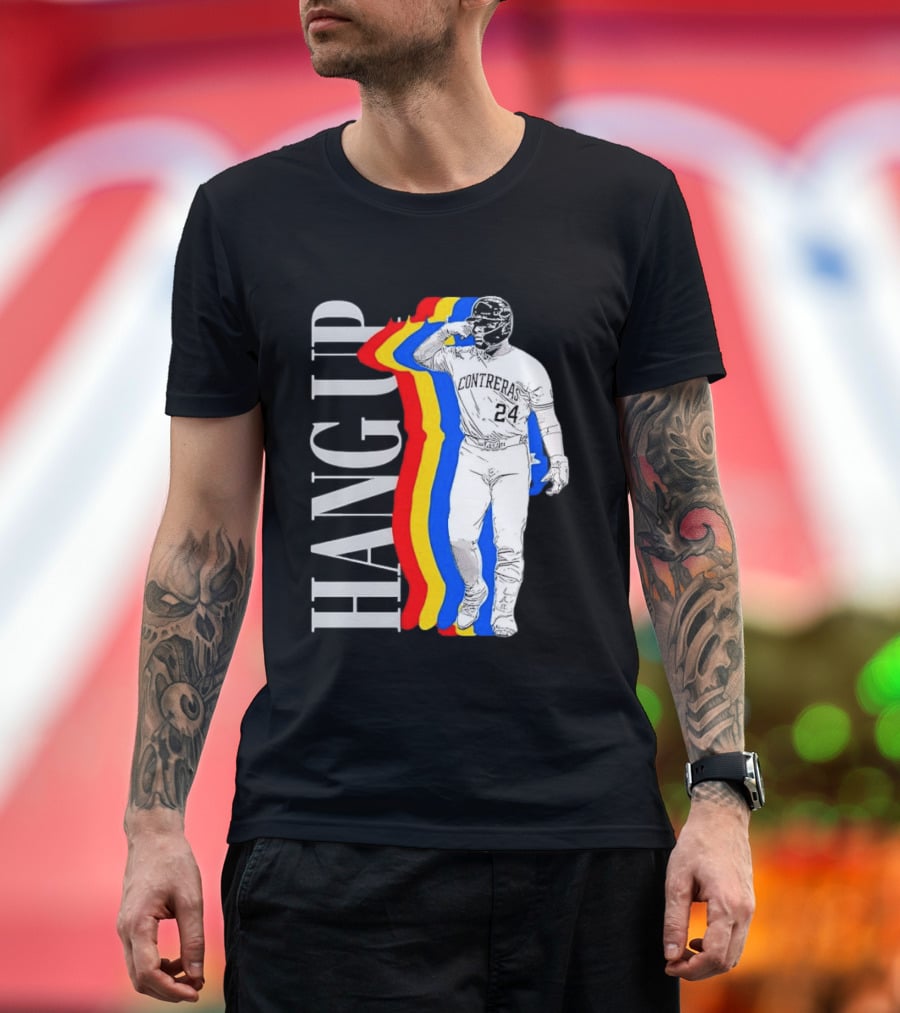 Willson Contreras 24 Hang Up Baseball Art with Colorful Stripes T-Shirt