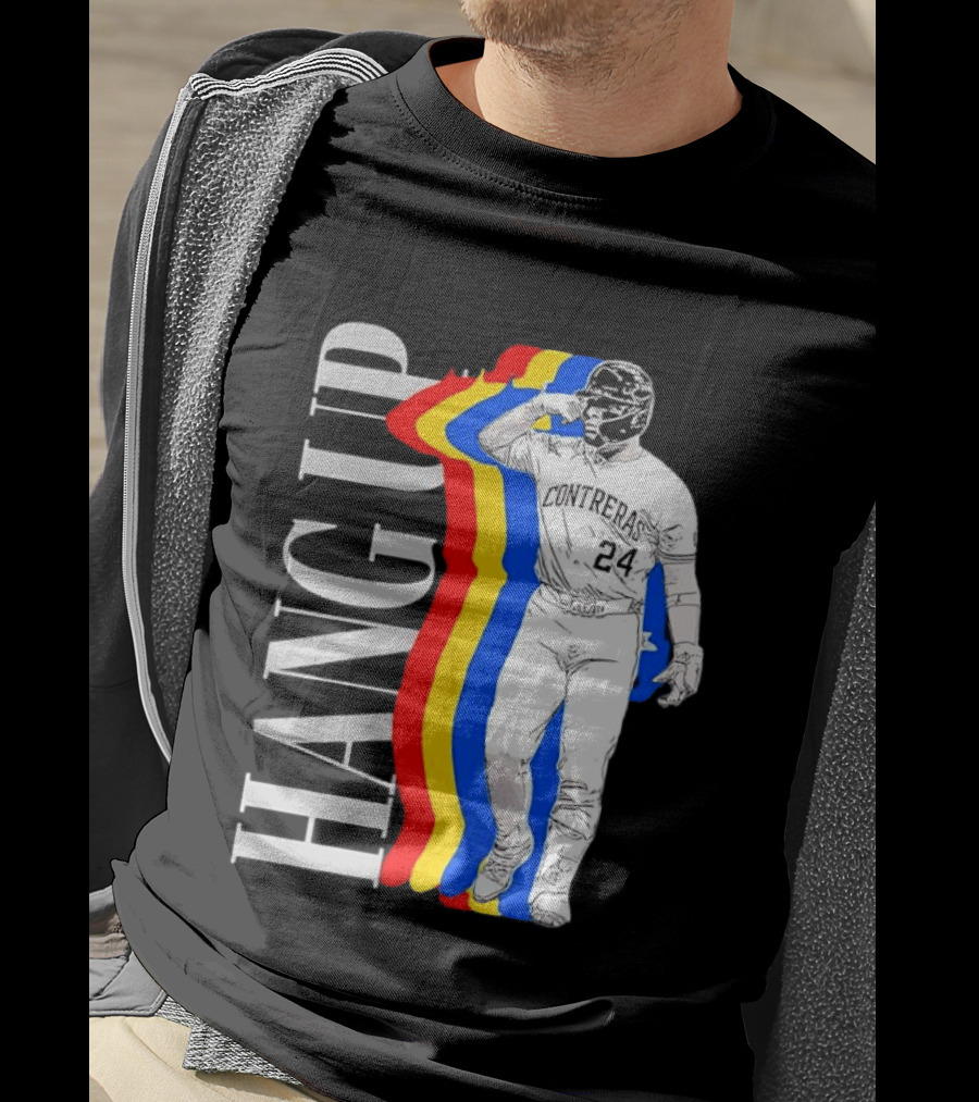 Willson Contreras 24 Hang Up Baseball Art With Colorful Stripes T-Shirt