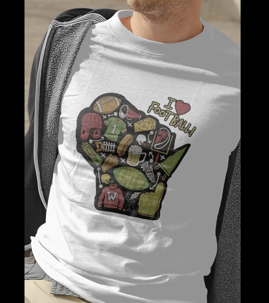 I Love Football Wisconsin Football T-Shirt