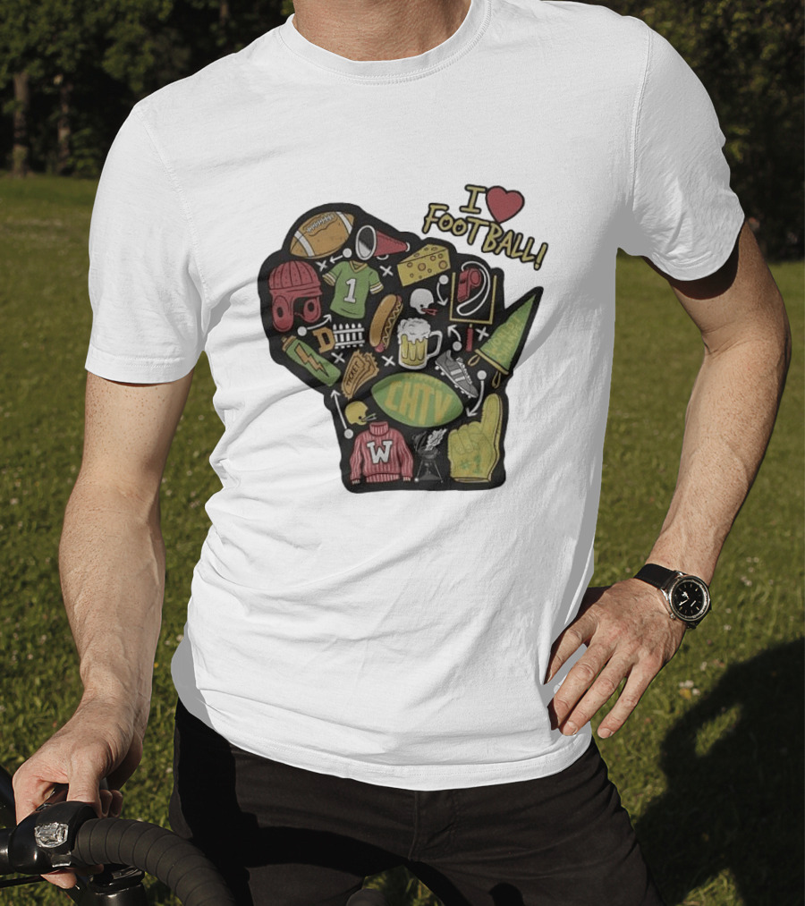 I Love Football Wisconsin Football T-Shirt