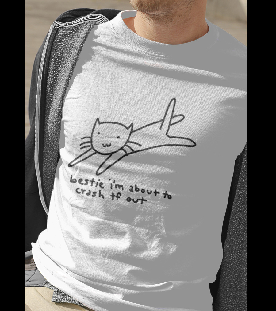 Bestie I'm About To Crash Out Cat Drawing T-Shirt