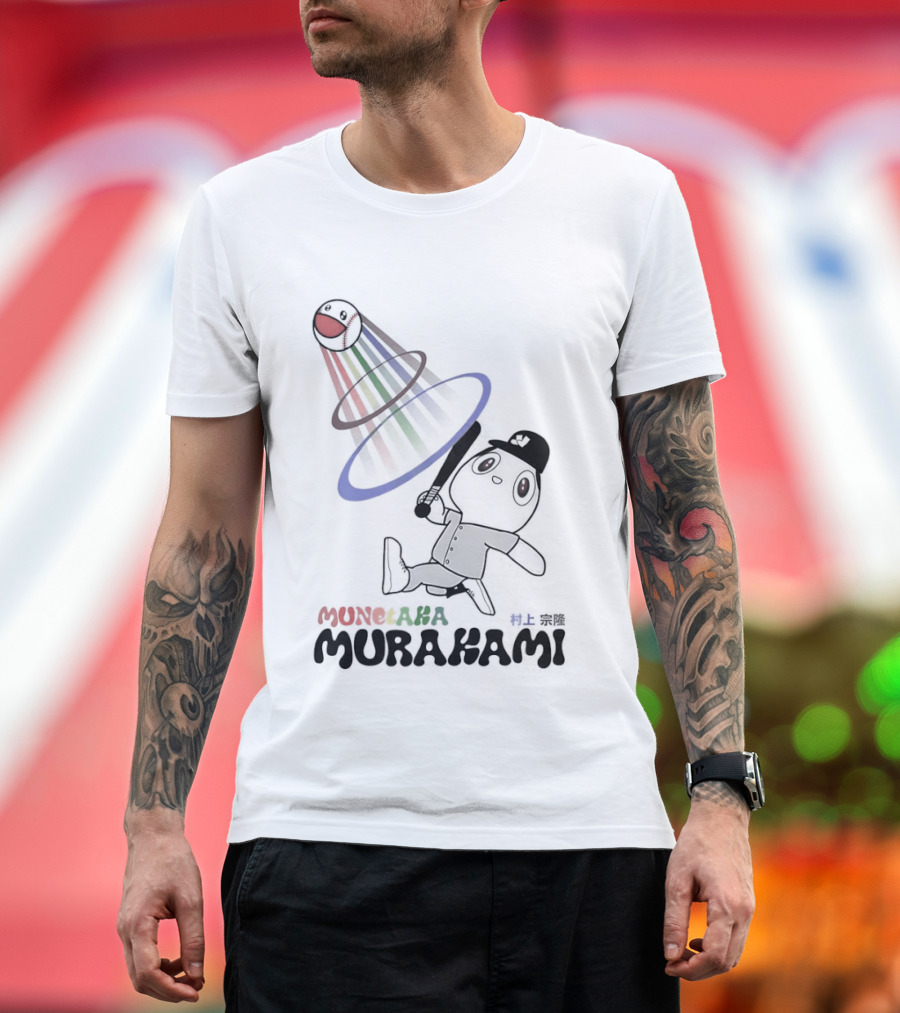 Takashi Murakami Rainbow Baseball Character Playful T-Shirt