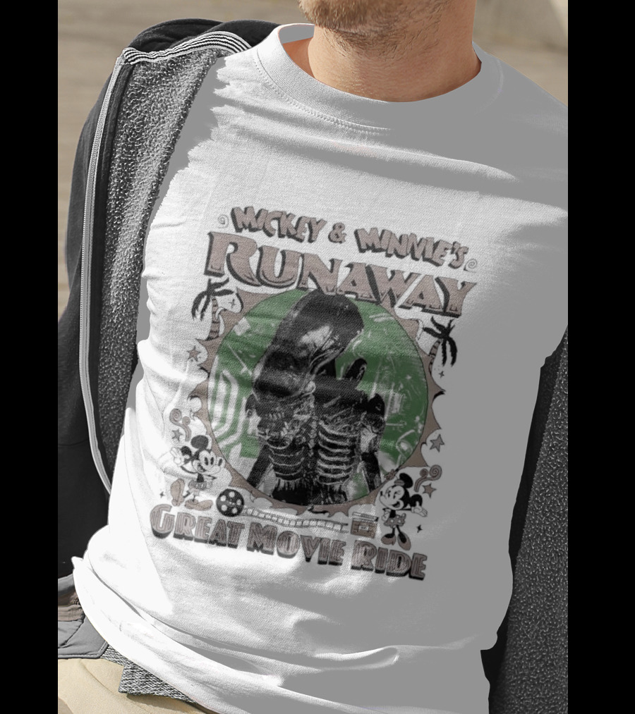 Mickey And Minnie's Runaway Great Movie Ride Xenomorph Alien T-Shirt