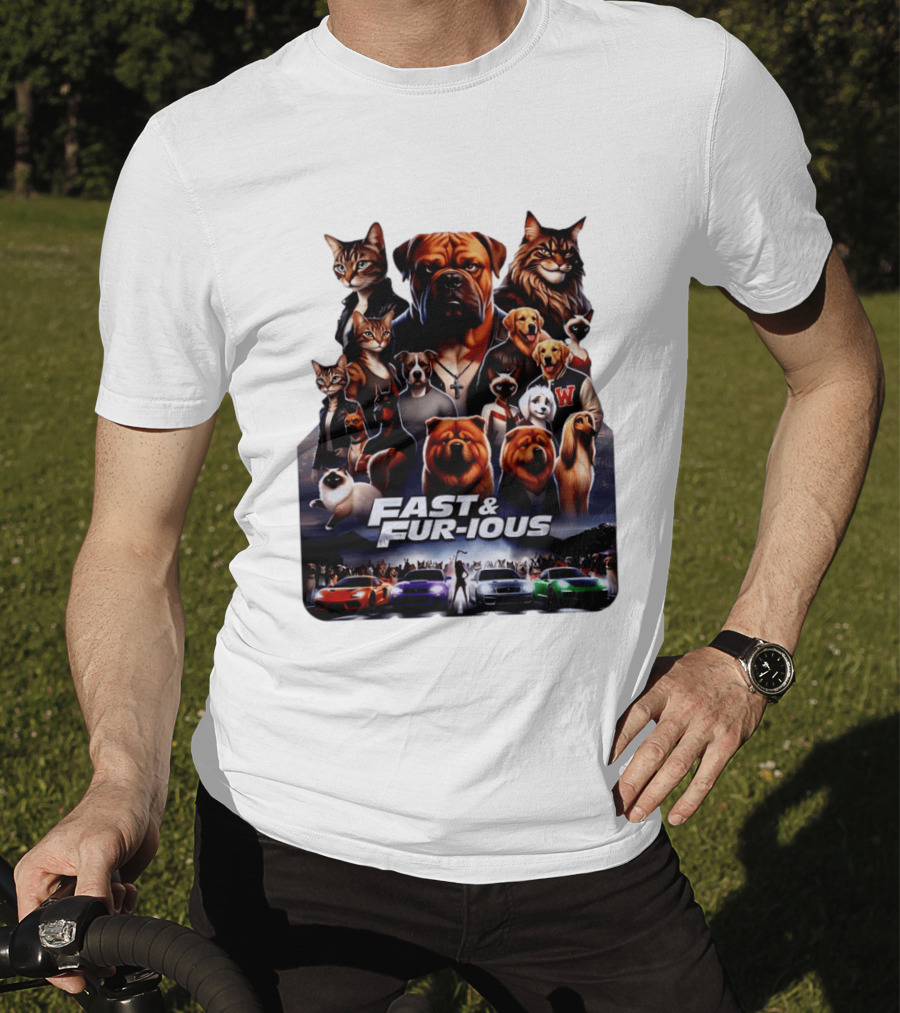 Fast & Fur Ious Dogs And Cats Mashup With Cars T-Shirt