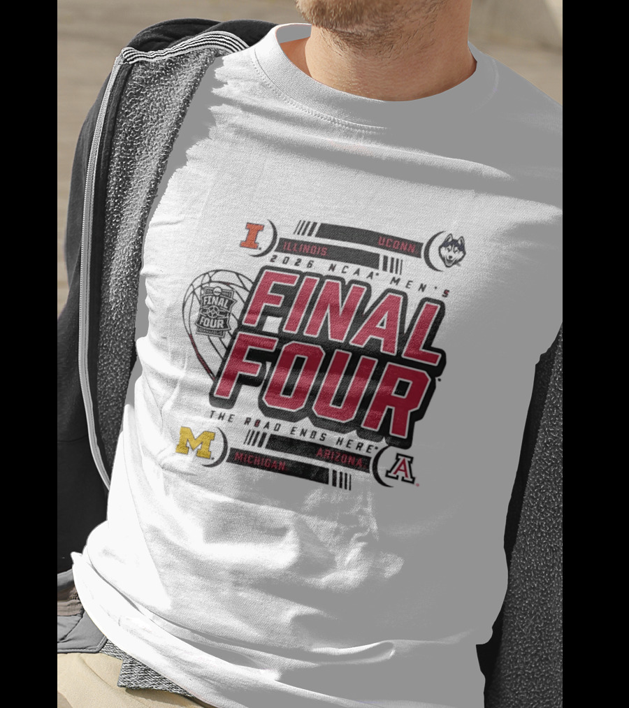 2026 NCAA Men's Basketball Final Four Illinois UConn Michigan Arizona March Madness T-Shirt
