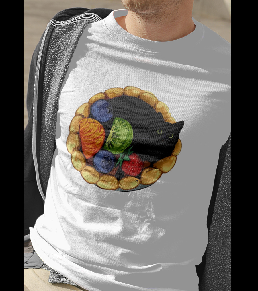 Black Cat Surrounded By Mixed Fruit Tart T-Shirt