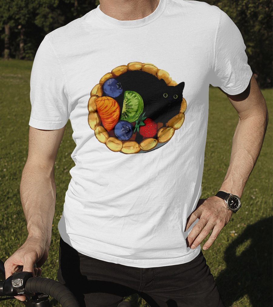 Black Cat Surrounded By Mixed Fruit Tart T-Shirt