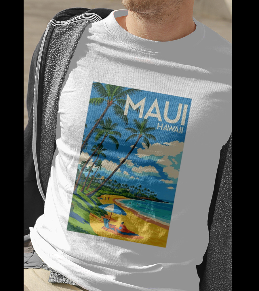 Maui Hawaii Palm Trees Beach Scene T-Shirt
