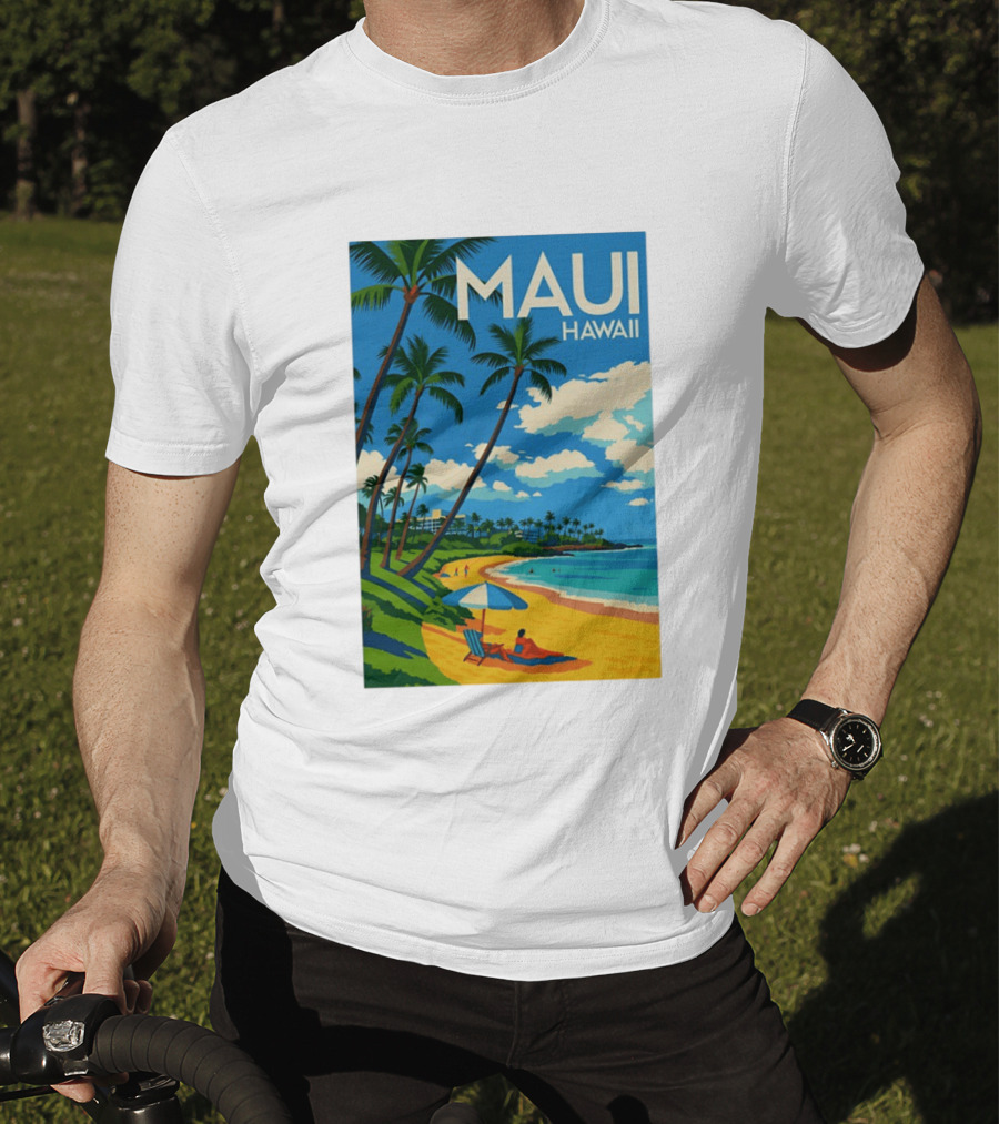 Maui Hawaii Palm Trees Beach Scene T-Shirt