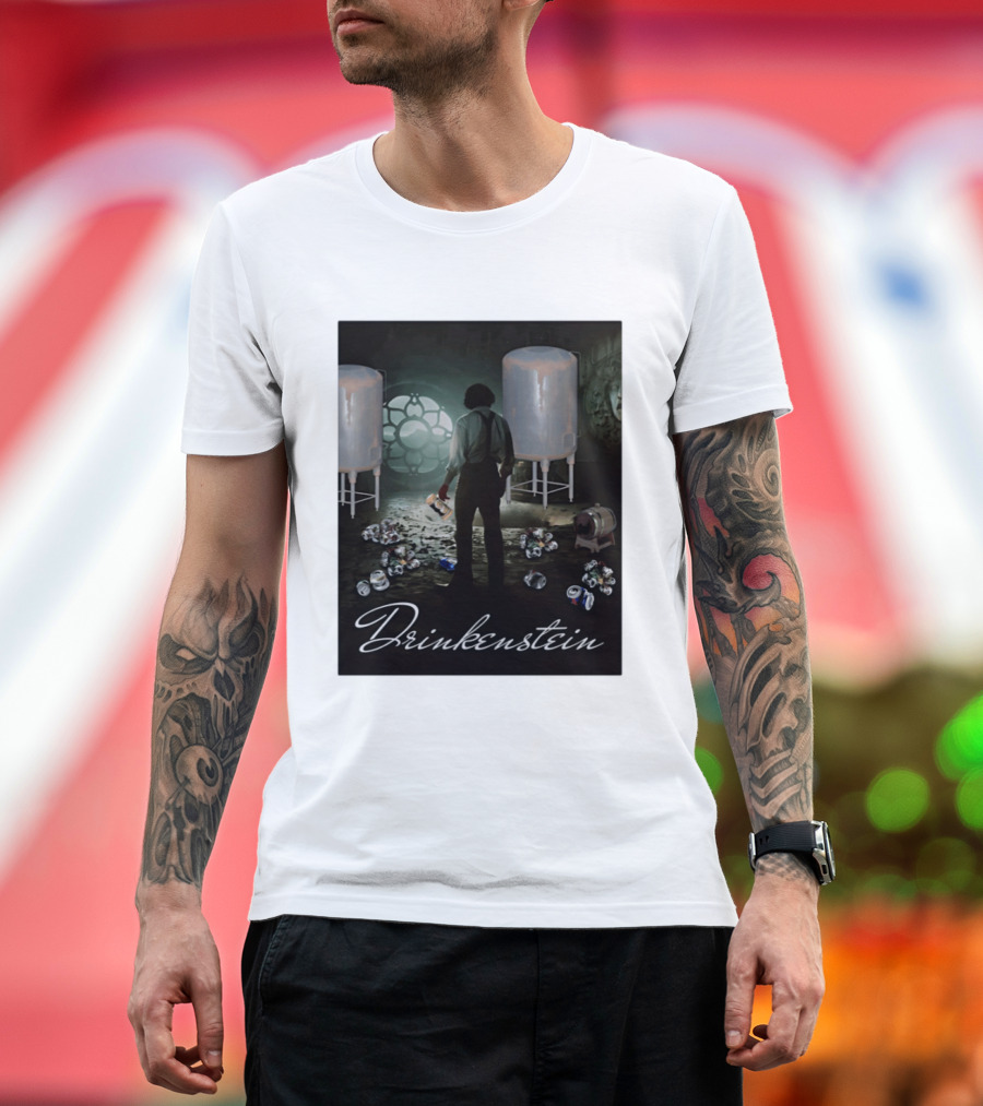 Drinkenstein Frankenstein Meme with Pile of Soda Cans T-Shirt