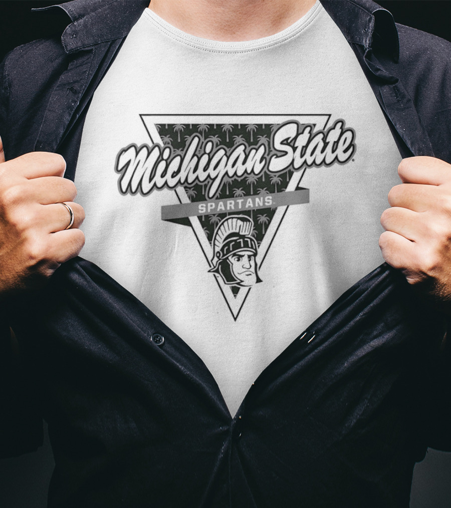 Michigan State Spartans Football Palm Tree Triangle T-Shirt