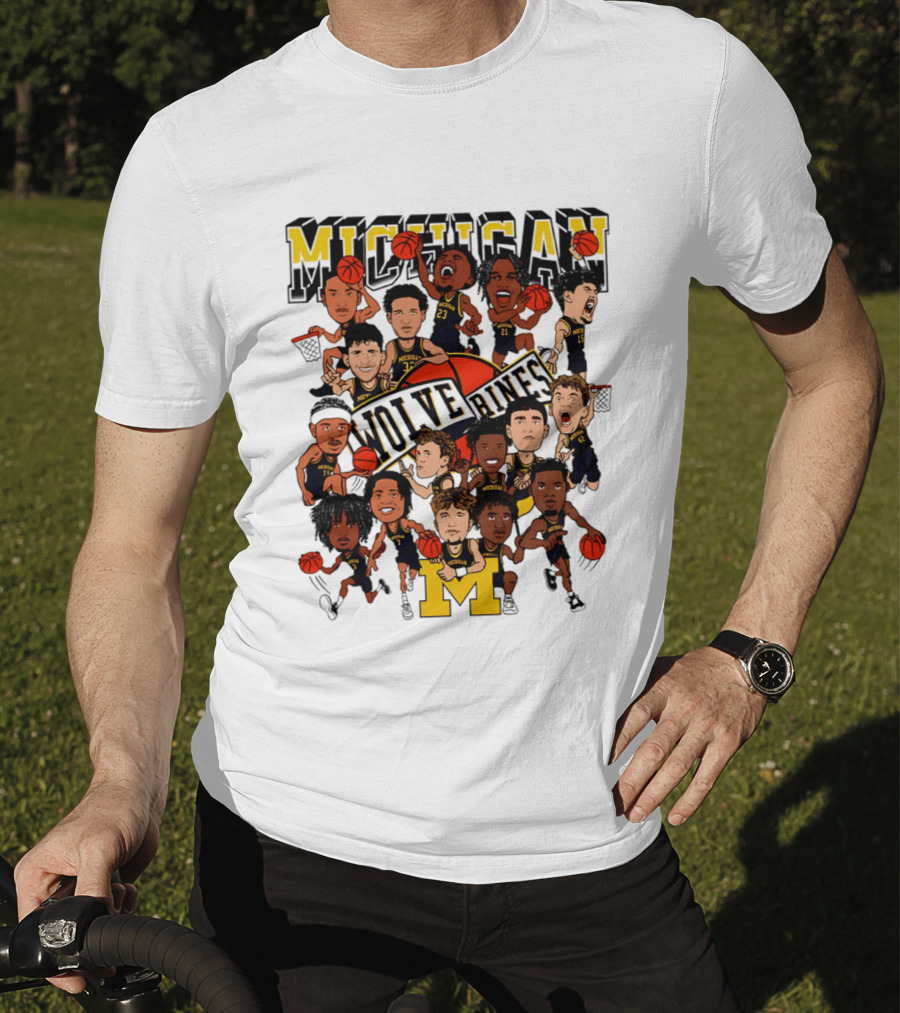 Michigan Wolverines Basketball Caricature 2026 Team Players T-Shirt