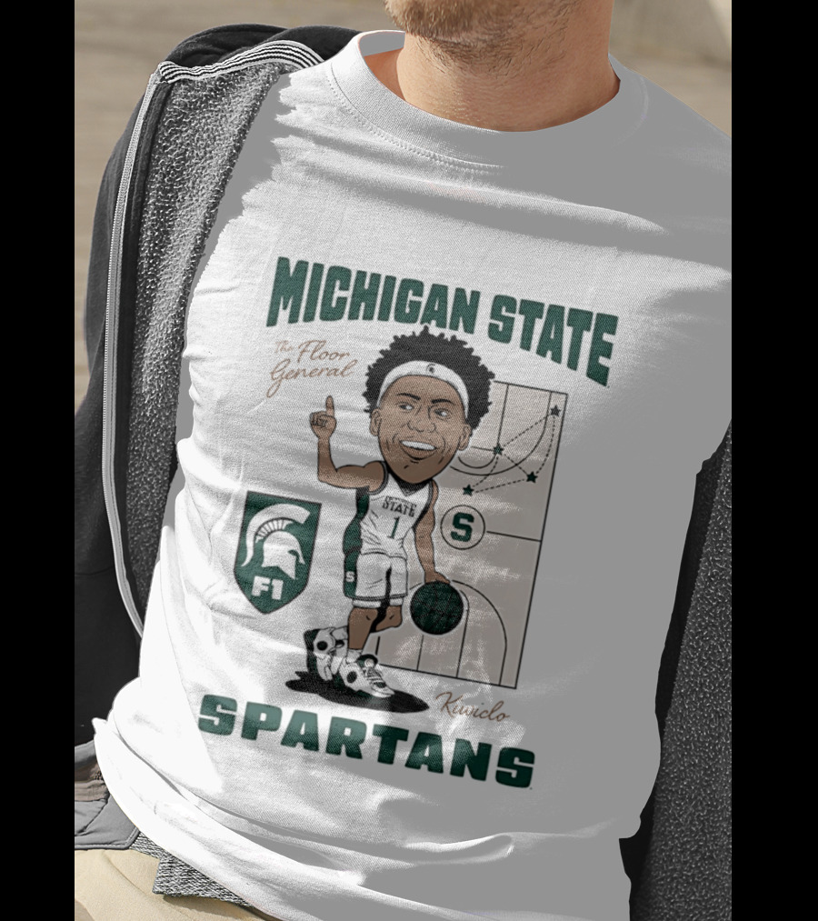 Michigan State Spartans Jeremy Fears Jr The Floor General Caricature T-Shirt