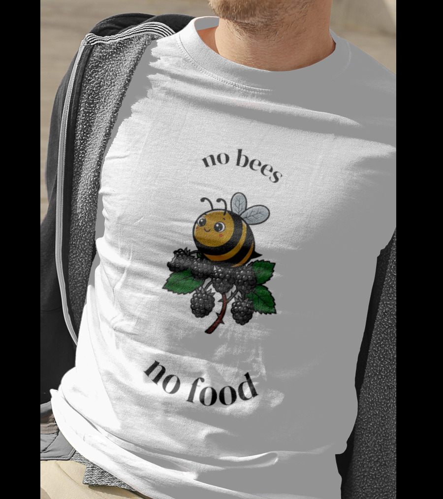 No Bees No Food Cute Bee On Leaf T-Shirt