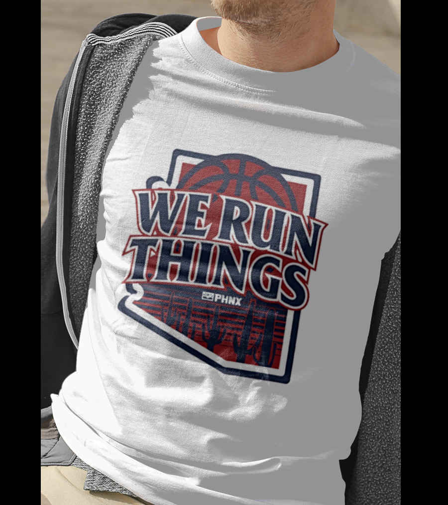 PHNX We Run Things Cactus Basketball Desert Scene T-Shirt