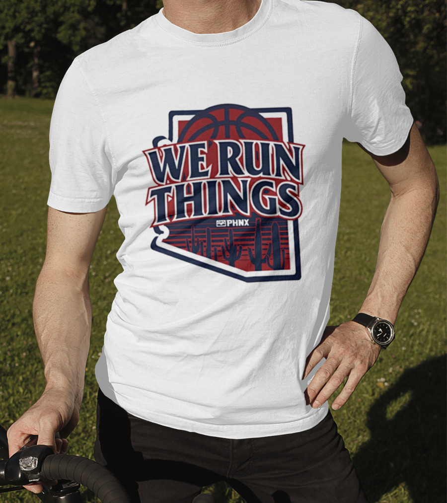 PHNX We Run Things Cactus Basketball Desert Scene T-Shirt