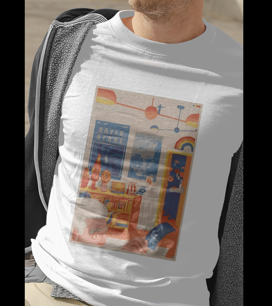 David Byrne O2 Apollo Manchester UK March 10 11 2026 Lobby Scene With Bold Colors And Retro Vibe T-Shirt