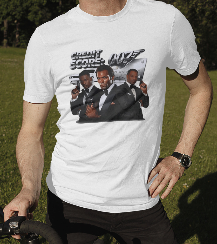 CREDIT SCORE 007 James Bond Style With Agents And Luxury Car T-Shirt