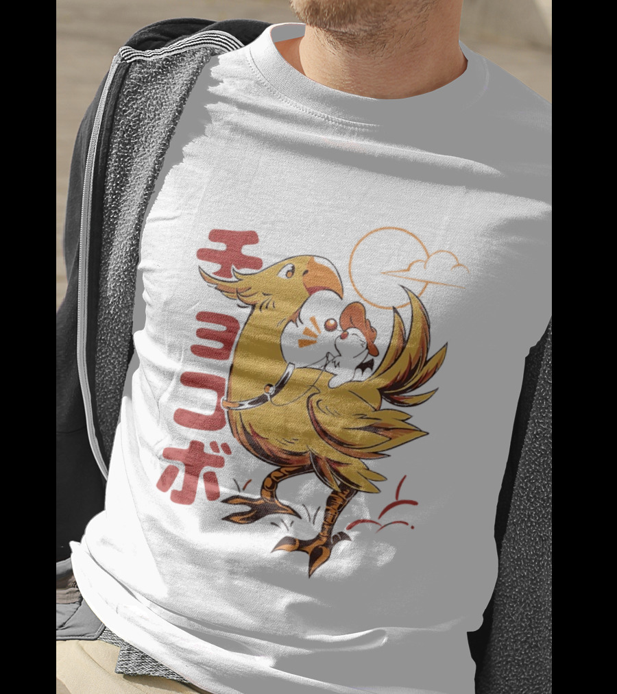 Kaweehaw Cowboy Moogle Riding Chocobo Retro Style Japanese T-Shirt