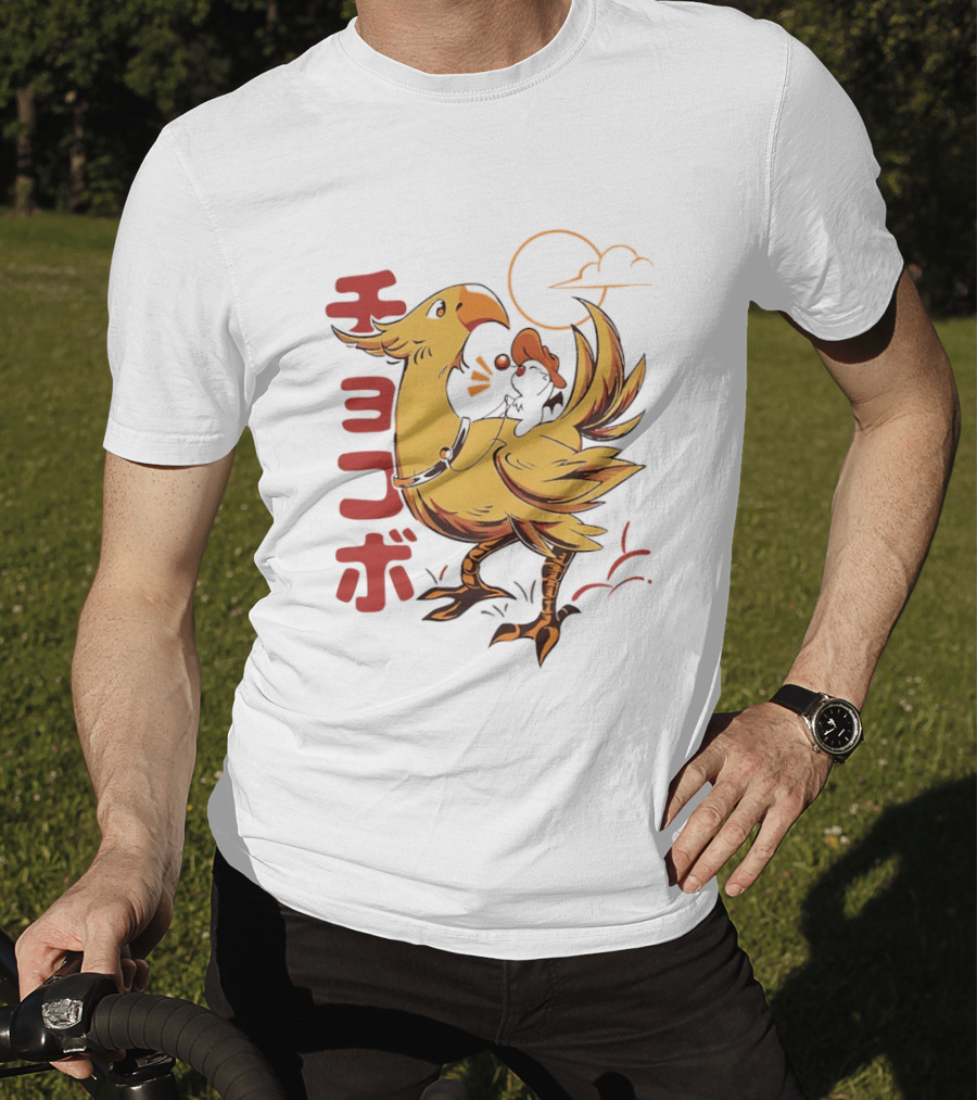 Kaweehaw Cowboy Moogle Riding Chocobo Retro Style Japanese T-Shirt