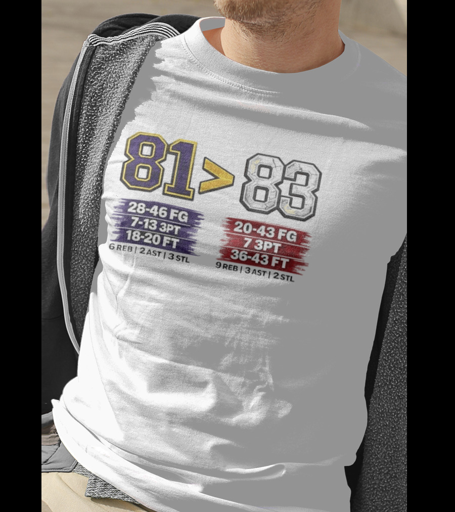 81 Greater Than 83 Kobe Bryant Legendary Performance Stats T-Shirt