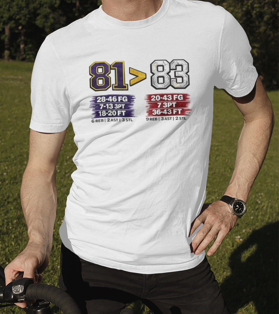 81 Greater Than 83 Kobe Bryant Legendary Performance Stats T-Shirt
