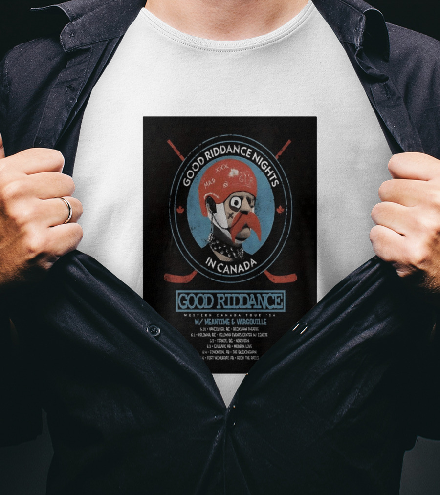 Good Riddance Nights In Canada Western Tour 2026 With Meantime And Vargouille T-Shirt