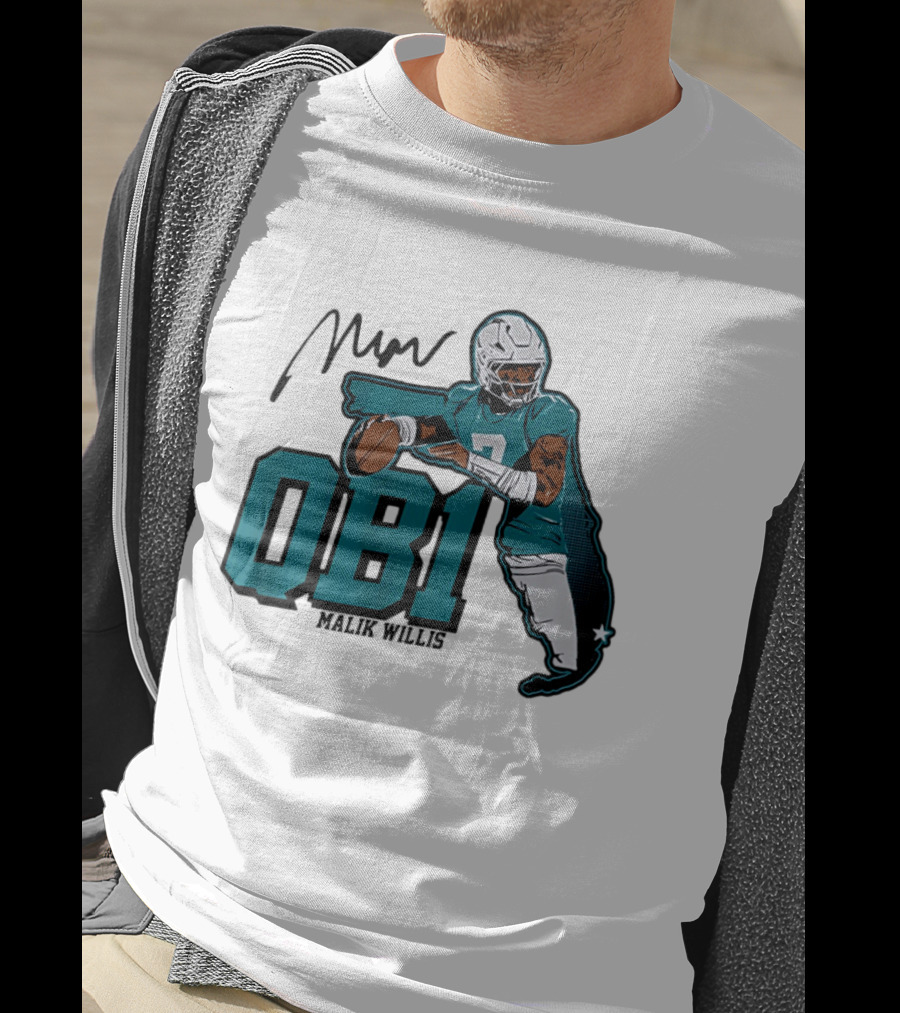 Malik Willis QB1 Miami Dolphins Quarterback 7 Football T-Shirt