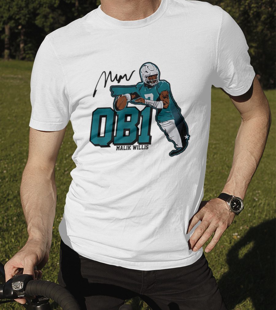 Malik Willis QB1 Miami Dolphins Quarterback 7 Football T-Shirt
