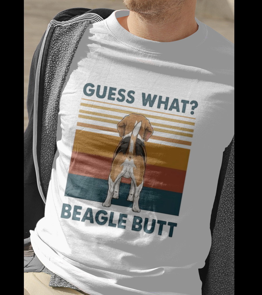 Guess What Beagle Butt Retro Stripes T-Shirt
