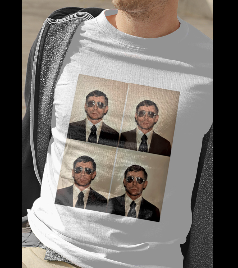 SGM Mike Vining Blasting Through Iconic Sunglasses Suit Portrait Quad T-Shirt