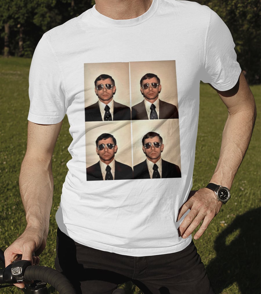 SGM Mike Vining Blasting Through Iconic Sunglasses Suit Portrait Quad T-Shirt