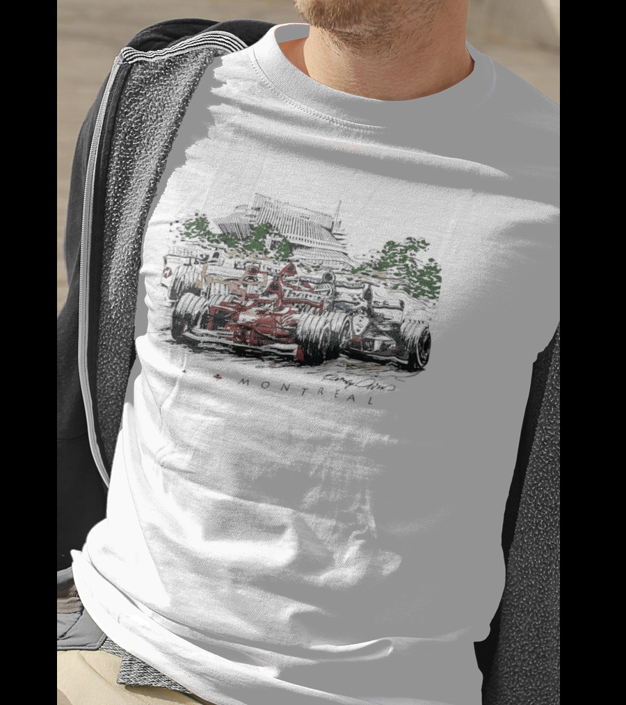 Montreal Grand Prix F1 Racing Car Scene With Track And Trees T-Shirt