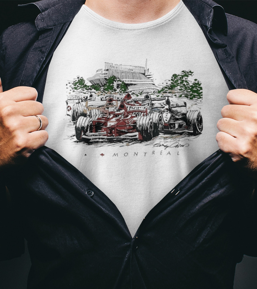 Montreal Grand Prix F1 Racing Car Scene With Track And Trees T-Shirt
