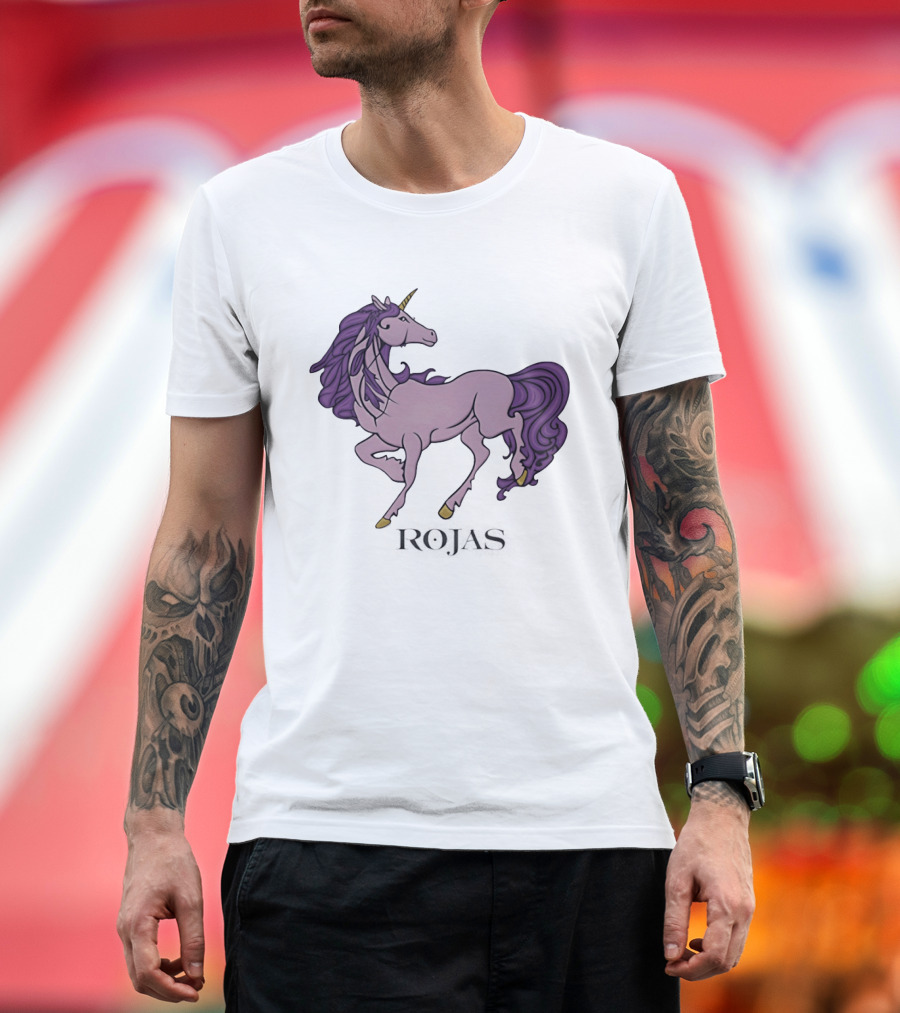 Rojas Pink Unicorn With Purple Mane T-Shirt